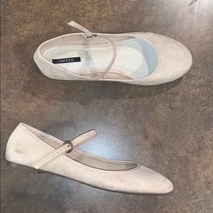 Forever 21 Faux Suede Cream Nude Mary Jane Flats